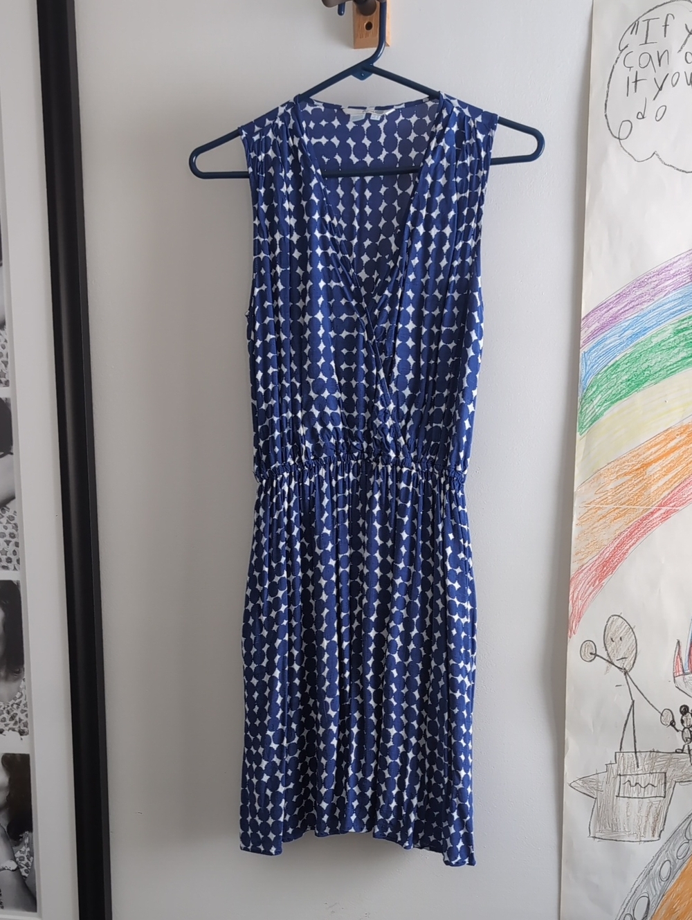 EUC Boden Navy and White Sleeveless V-Neck Mini Dress - Size 4